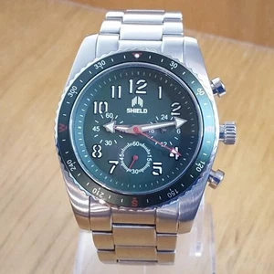 Mens XL Bracelet 200m Green Chrono Divers Japanese Seiko Shield Exley Watch NEW - Picture 1 of 9