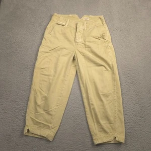 Pilcro Womens Carpenter Crop Pants Size 26 Yellow Button Fly Utility Pockets - Picture 1 of 10