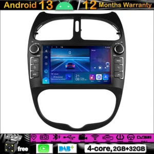 Radio Coche 7" Android 13 Estéreo DAB GPS SATNav Carplay Para Peugeot 206 206CC 206SW - Imagen 1 de 12