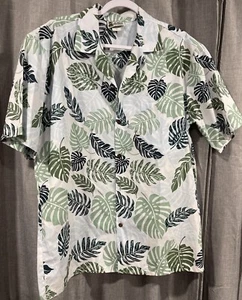 Aloha Republic Men's Vintage USA Made Greens Black Blue Hawaiian Shirt, Size L - Picture 1 of 5