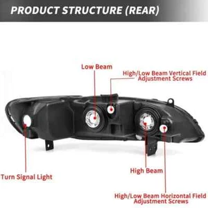 Chrome Housing Headlights for 1998-2002 Honda Accord Headlamps Replacement Pair - Picture 1 of 5
