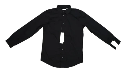 Camisa Calvin Klein Husky Calce Moderno Satén Sólido Manga Larga Negra Jóvenes Niños 16 Foto 1 de 4