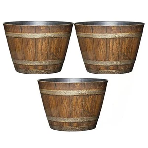 Classic Home and Garden Resin Planter, Oak Brown, 15" (Pack of 3) - Picture 1 of 1