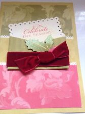 Christmas Greeting Card velvet bow Unused+env-Celebrate-Anna Griffin