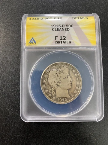 1915 D BARBER HALF DOLLAR ANACS F-12 DETAILS - SILVER HALF - CERTIFIED SLAB -50C Cover
