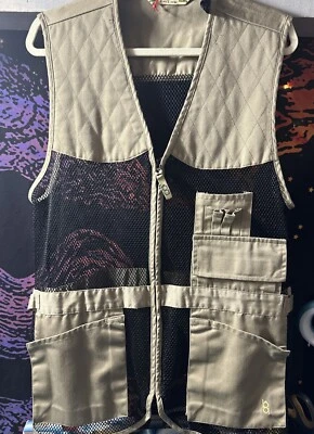 Bob Allen Men's S/M Tan Quilted Mesh Skeet Shooting Clays Bird Hunting Vest 1946 - Image 1 of 4
