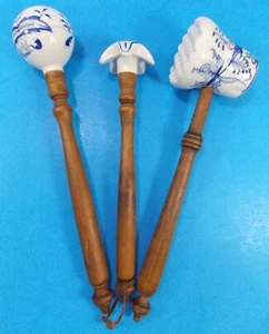 Vintage Matching Set of 3 Blue Onion Porcelain Kitchen tools. Germany? - Picture 1 of 16
