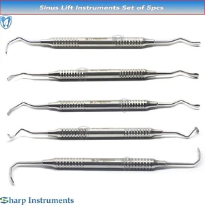 Set Of 5 Sinus Lift Elevators Oral Surgery Hollow Handle Curettes Dental Implant - Picture 1 of 7