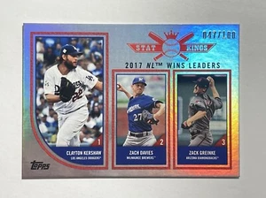 2018 Topps Big League, Stat Kings Rainbow Foil #321 Kershaw/Davies/Greinke /100 - Picture 1 of 11