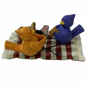 Russ Berrie Tweet Along With Me Picnic Pleasures Birds Yellow Blue Figurine - Picture 1 of 7