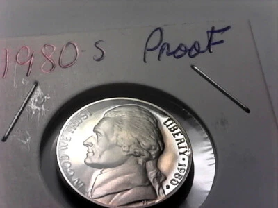 1980 s 5c proof dcam jefferson nickel type 1 - Image 1 of 2