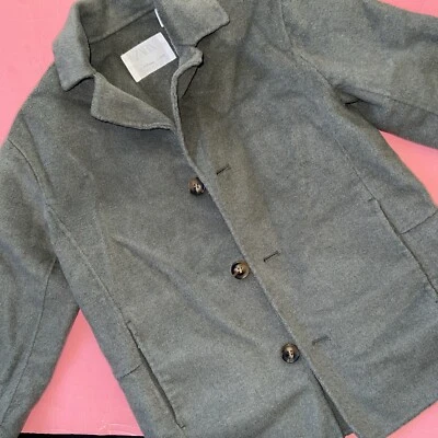 Zara 4-5 KIDS girls Boys COAT JACKET long-sleeve OLIVE GREEN Wool - Image 1 of 4