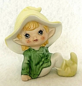 Vintage Green Pixie Elf Fairy Figurine Homco 5213 - Picture 1 of 7