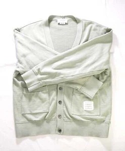$1,190 Thom Browne Solid Green Cardigan Cotton Sweater L (sz3) - Picture 1 of 7