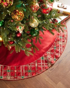 NEU Neiman Marcus Weihnachten Schottenkaro Baum Rock $ 650 Pailletten verziert - Bild 1 von 10