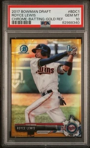 2017 Bowman Chrome Draft ROYCE LEWIS Rookie RC GOLD REFRACTOR #1/50 1/1 - PSA 10 - Picture 1 of 3