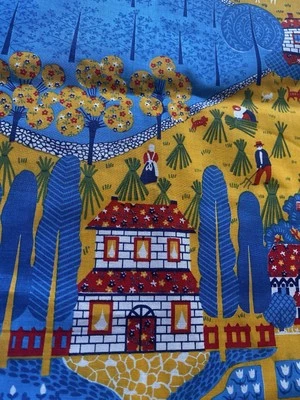 Vintage Novelty Print Fabric Remnant Holly Hobbie Style 1970s 1980s Quilting - Image 1 of 4