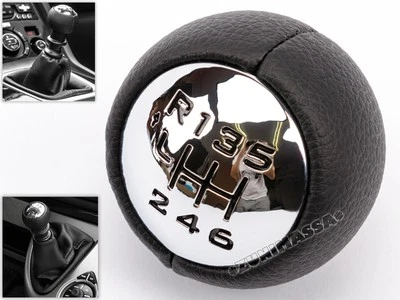per PEUGEOT 308 407 607 PELLE POMELLO LEVA DEL CAMBIO 6 MARCE MANOPOLA MANIGLIA - Immagine 1 di 4