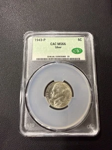 Moneda coleccionable Jefferson 1943-P CAC MS66 plata 5C clasificación níquel - Imagen 1 de 4