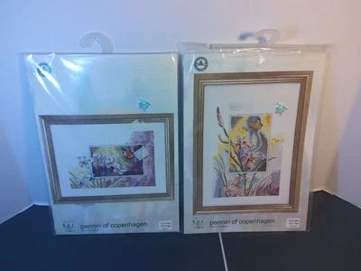 Kit de punto de cruz contado Permin Of Copenhagen 2, mariposas, sellado, nuevo Foto 1 de 4