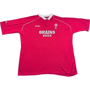 Reebok T Shirt XXL Mens Red Cotton / Polyester VTG Wales Rugby Shirt Brains Beer - Picture 1 of 11