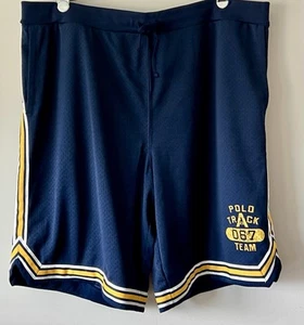 NWT Polo Ralph Lauren Polo Track Team Mesh Shorts Size 3LT Navy Yellow White - Picture 1 of 8