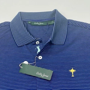 Bobby Jones Ryder Cup Golf Polo Shirt Size M Blue Striped Medinah Country Club - Picture 1 of 8