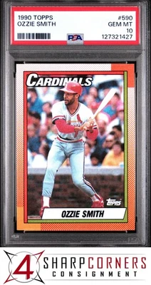 1990 Topps #590 Ozzie Smith Cardinals Hof PSA 10 Foto 1 de 3