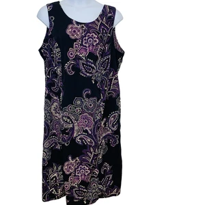 Studio 1 Maxikleid 24W schwarz lila dunkel Blumen ärmellos Etuikleid Boho tropisch - Bild 1 von 9