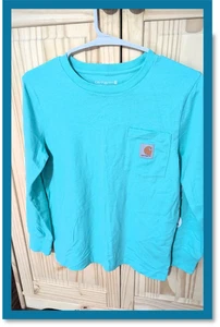 Girls or Boys Carhartt Teal Long Sleeve T-shirt Size 10 (M) - Picture 1 of 6