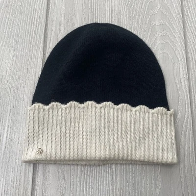 Kate Spade Women's Black & White Color Block Scalloped Knit Winter Hat One Size  - Image 1 of 4