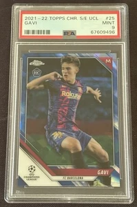 2021-22 Topps Chrome Sapphire UCL #25 Gavi RC Rookie PSA 9 COME NUOVO Barcelona FC - Foto 1 di 2