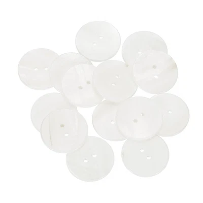 14 Pcs Natural Shell Button, 2 Hole 25mm Mother of Pearl Button, White - Image 1 of 4