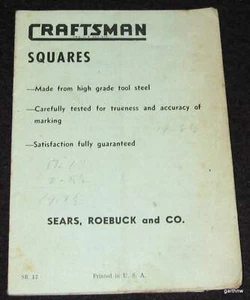 CRAFTSMAN SQUARES VINTAGE ILLUSTRATED GUIDE * SEARS ROEBUCK and CO. - Picture 1 of 2