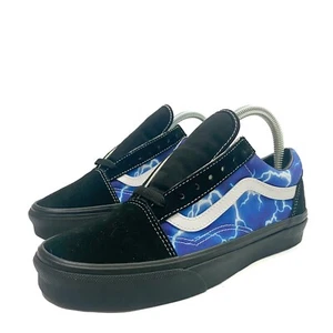 Vans Old School Lightning Bolt Sneakers Womens 7.5 US Mens 6 Black Blue - Picture 1 of 5