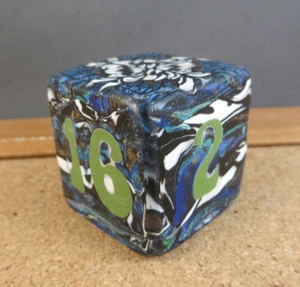 Jena's Handmade Backgammon Doubling Cube Blue White Black Grn One of A Kind #202 - Picture 1 of 16