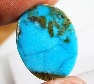 Certified 27.90 Ct Natural Oval Cabochon Persian Blue Turquoise Loose Gemstone - Picture 1 of 5