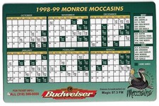 1998-99 Monroe Moccasins WPHL MAGNET Hockey Schedule !!! Budweiser