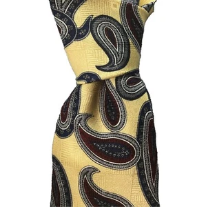 Meeting Street Silk Necktie Dark Cream Ivory Deep Red Classic Paisley Navy Grey - Picture 1 of 7