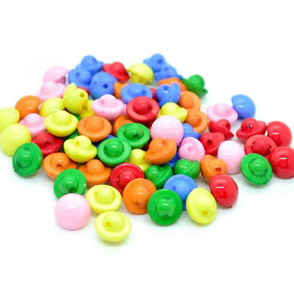 HALF BALL DOMED SHANK BUTTONS 10mm 11.5mm 13mm Blue Green Orange Pink Red Yellow - Image 1 of 1