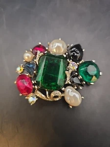 Broche vintage de piedras multicolores al estilo de Julianna - Imagen 1 de 9
