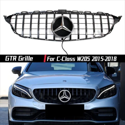 Front Bumper Grill Grille W/LED For 2015-2018 Mercedes Benz W205 C180 C300 C250 Foto 1 de 4