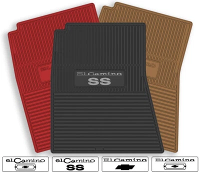 Alfombrillas de goma 2 piezas para Chevrolet El Camino 1968-1972 - Elige año, logotipo y color Foto 1 de 4