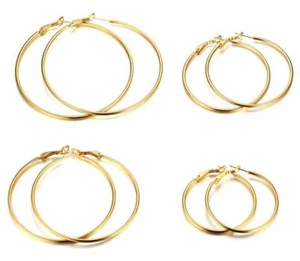 Hot Womens Circle Titanium Steel Ear Ring Big Oval Hoop Earrings Fashion Jewelry - Picture 1 of 14