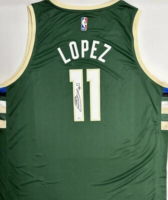 Camiseta deportiva verde Fast Break firmada por Brook Lopez de los Bucks campeón de la NBA firmada por Mil Fanatics AUTO JSA Foto 1 de 3