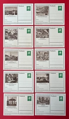 10 x Ganzsache um 1960/61 Theodor Heuss lernt Deutschland kennen     ( 154663 - Bild 1 von 2