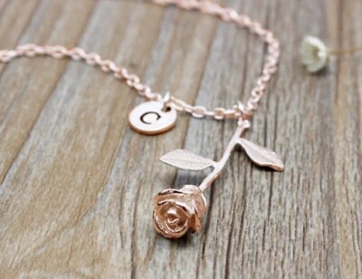 Collar Personalizado con Letra con Nombre Inicial Oro Rosa Joyería de Moda para Mujer Foto 1 de 3
