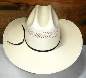 Wrangler WS6W738140 Bronco Natural Genuine Shantung Panama Cattleman Cowboy Hat - Picture 1 of 8
