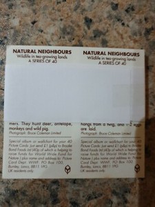   BROOKE BOND TEA  NATURAL NEIGHBOURS   DOUBLE CARDS 1992 FULL SET