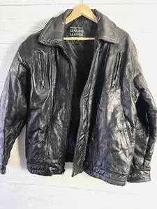 Chaqueta de Cuero Italiana MAXAM Bomber Negra Mosaico Top Grano Piel de Cordero Motociclista Mediana - Imagen 1 de 8